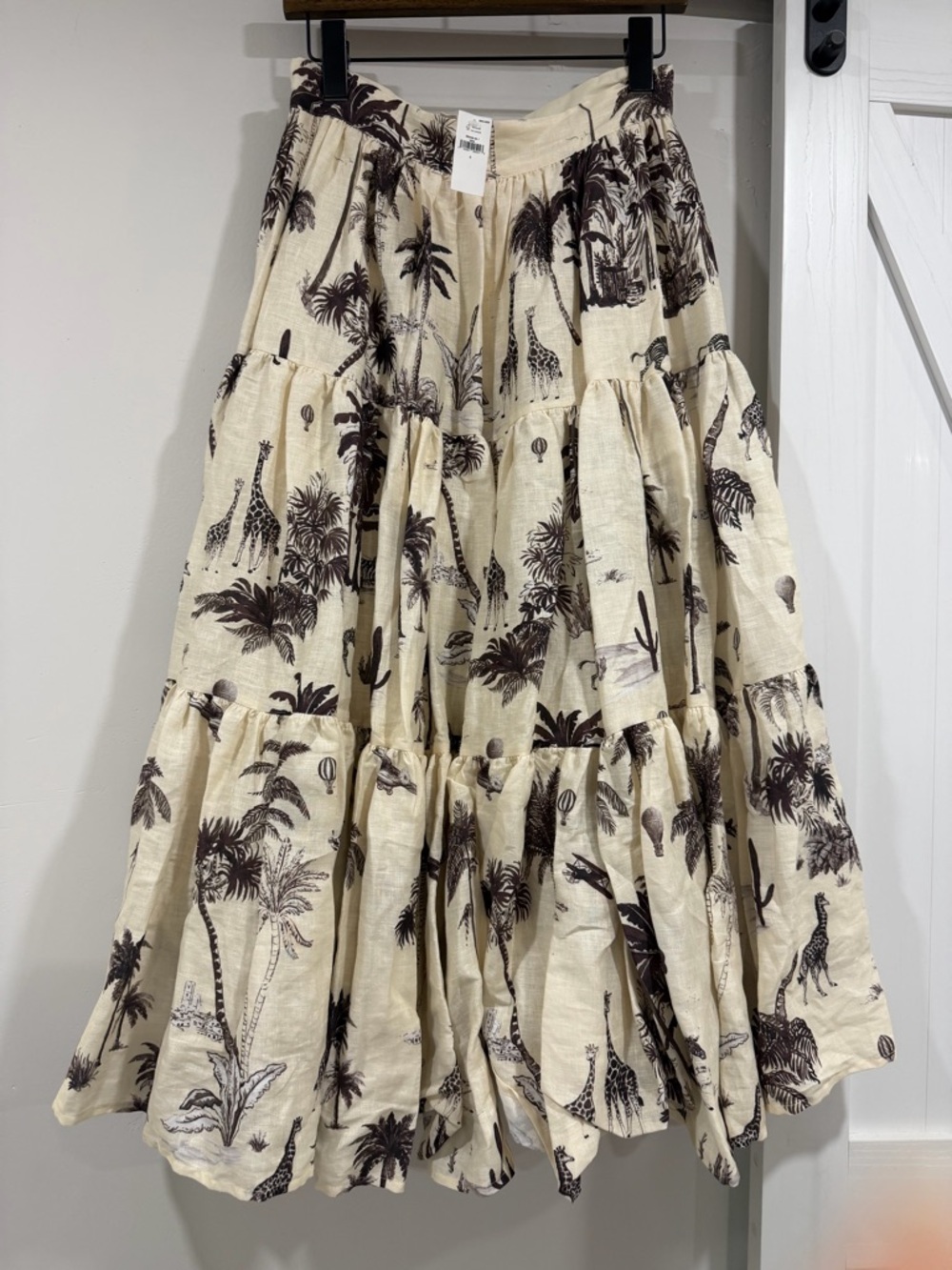 Banana Republic Cream Maxi Skirt with Brown Palm Print - Picture 6 of 7